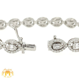 18K White Gold Diamond Bracelet | 2.54ct Natural Baguette & Round