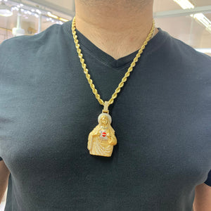 14k Gold 3D Virgin Mary Diamond Pendant
