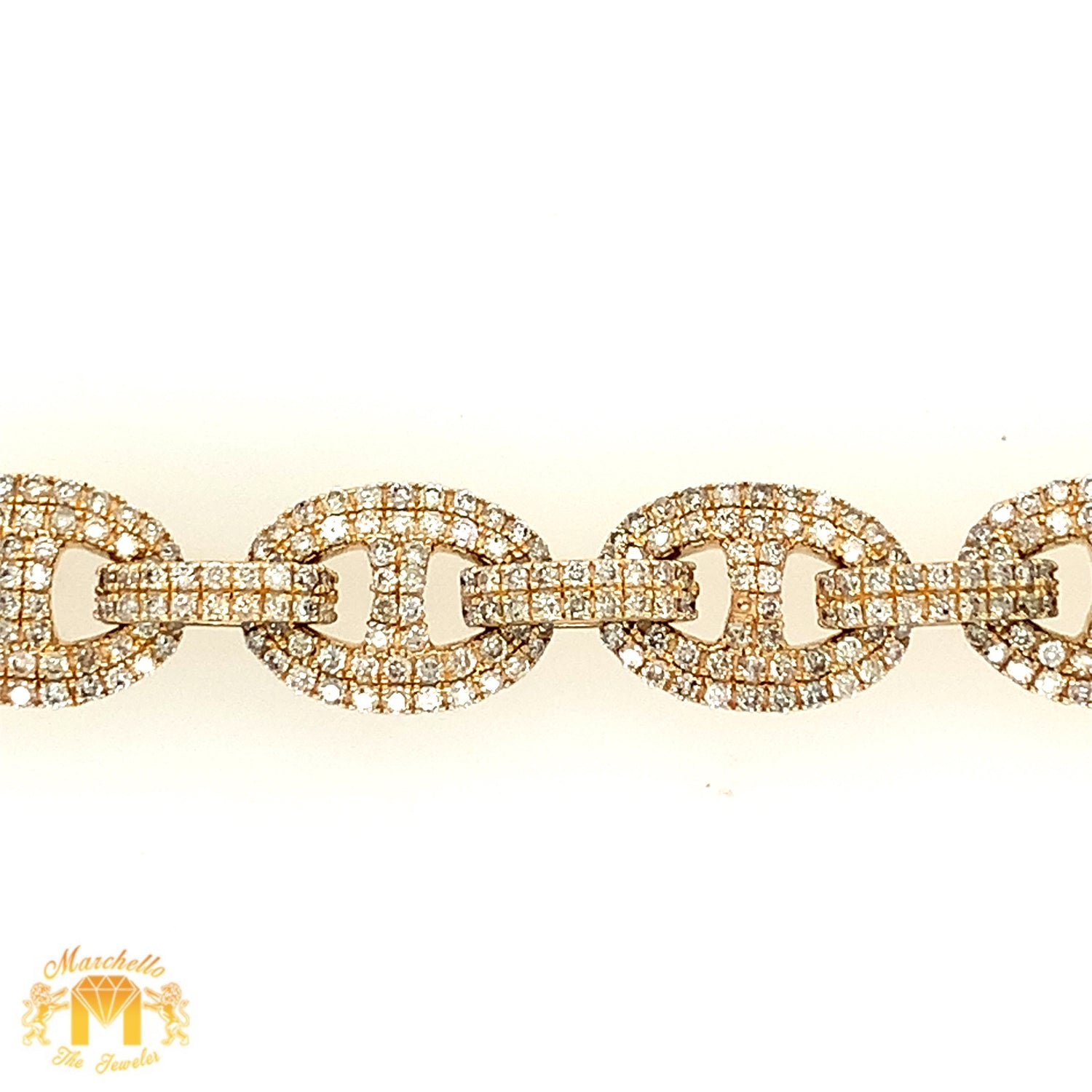 30ct Diamond 14k Yellow Gold 10mm Solid Mariner Link Necklace