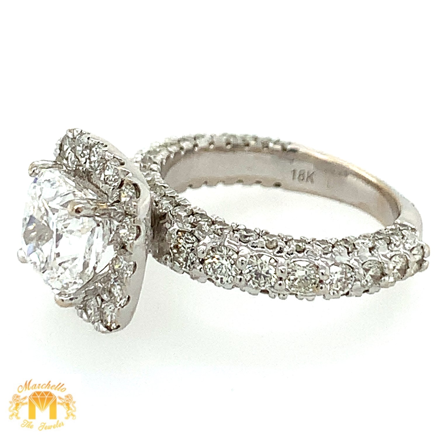 GIA Certified: 4.61ct Diamond 18k White Gold Cushion-cut Engagement Ring (2.41ct Cushion-cut Solitaire Center Diamond)