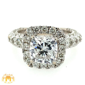 GIA Certified: 4.61ct Diamond 18k White Gold Cushion-cut Engagement Ring (2.41ct Cushion-cut Solitaire Center Diamond)