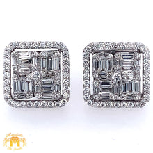 Load image into Gallery viewer, VVS/vs high clarity diamonds set in a 18k White Gold Square Diamond Earrings (VVS Diamonds)