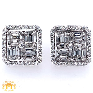 VVS/vs high clarity diamonds set in a 18k White Gold Square Diamond Earrings (VVS Diamonds)