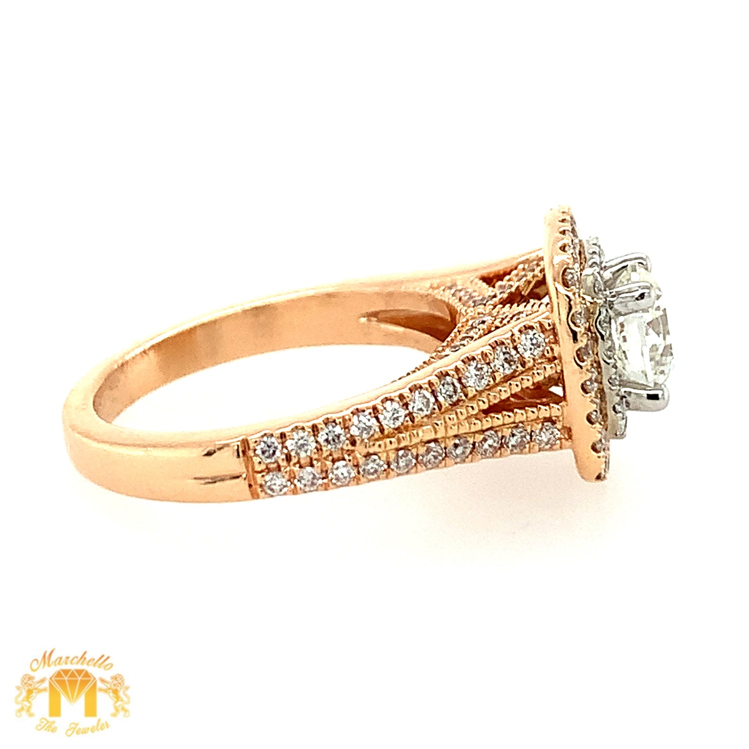 14k Rose Gold Engagement Diamond Ring (1ct Solitaire Center Diamond)