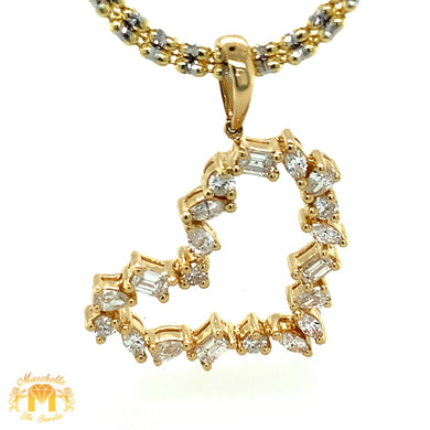 18k Gold Fancy Heart Diamond Pendant Paired with 2mm Chain (choose gold color)(LIMITED EDITION)(VALENTINE`S DAY SPECIAL)