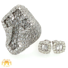 Load image into Gallery viewer, IG special: 9ct Diamond 14k White Gold 3D Cross Ring and Earrings Set (baguettes and emerald-cut diamonds)