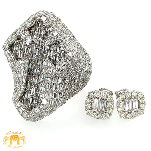 IG special: 9ct Diamond 14k White Gold 3D Cross Ring and Earrings Set (baguettes and emerald-cut diamonds)