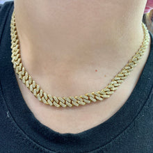 Load image into Gallery viewer, 4.43ct Diamond Solid Gold 9x8mm Miami Cuban Link Chain (banana-shaped clasp, pick gold color)