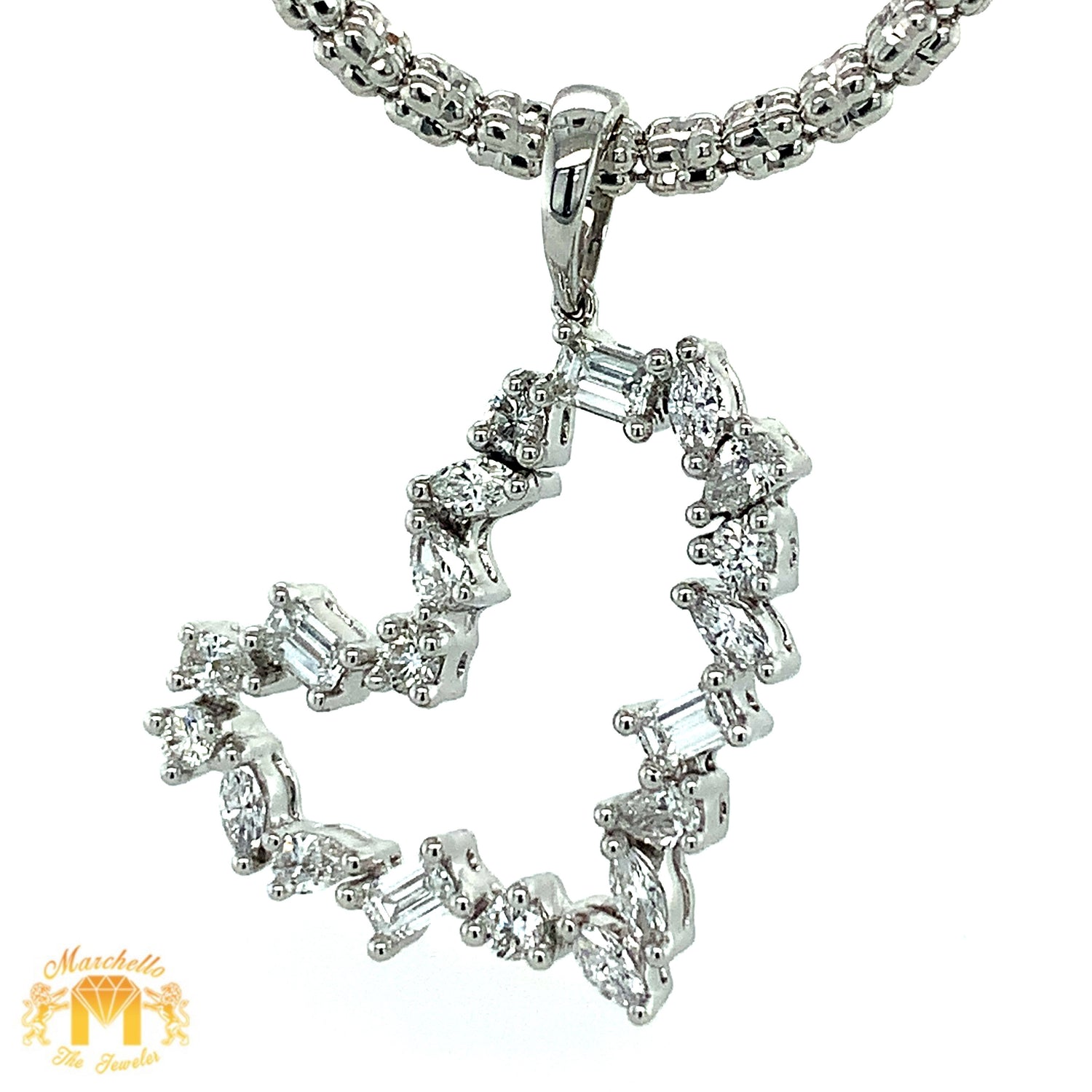18k Gold Fancy Heart Diamond Pendant Paired with 2mm Chain (choose gold color)(LIMITED EDITION)(VALENTINE`S DAY SPECIAL)