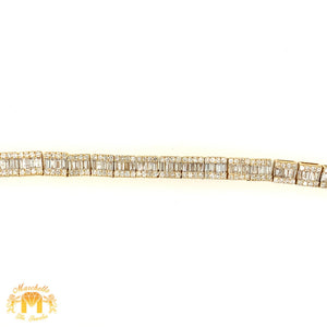 Gold 5mm Strip Chain with round and baguette diamonds(VS/SI clarity)