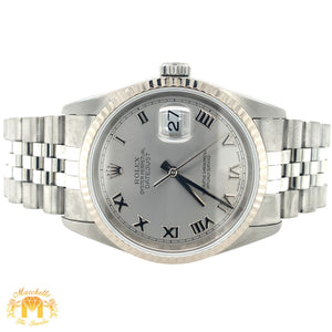 36mm Rolex Datejust Watch with Stainless Steel Jubilee Bracelet (quick-set, silver dial with Roman numerals)
