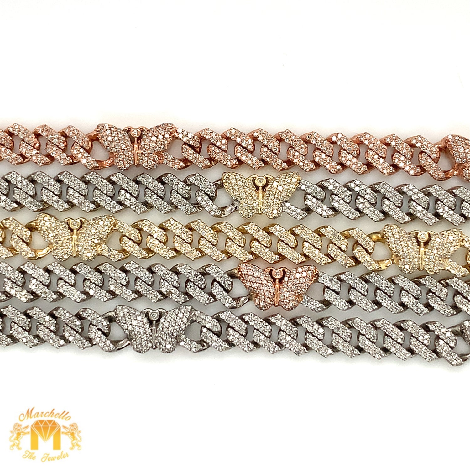 Gold and Diamond 7MM Miami Cuban Buterfly Chain (solid, banana clasp, pick gold color)