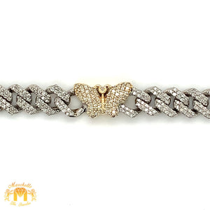Gold and Diamond 7MM Miami Cuban Buterfly Chain (solid, banana clasp, pick gold color)
