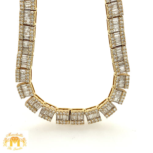 Gold 5mm Strip Chain with round and baguette diamonds(VS/SI clarity)