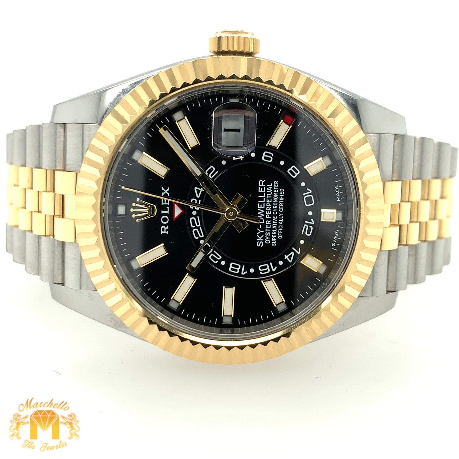 42mm Rolex Sky-dweller Watch with Two-tone Jubilee Bracelet (year:2021, black dial)