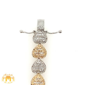 Gold and Diamond Heart Link 8.6mm Bracelet (choose your color)