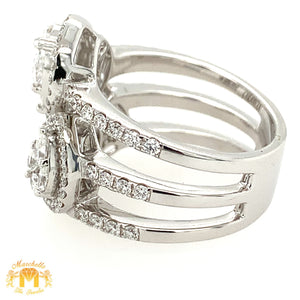 VVS/vs high clarity diamonds set in a 18k White Gold Three Tear Drops Ladies' Ring (VVS diamonds)