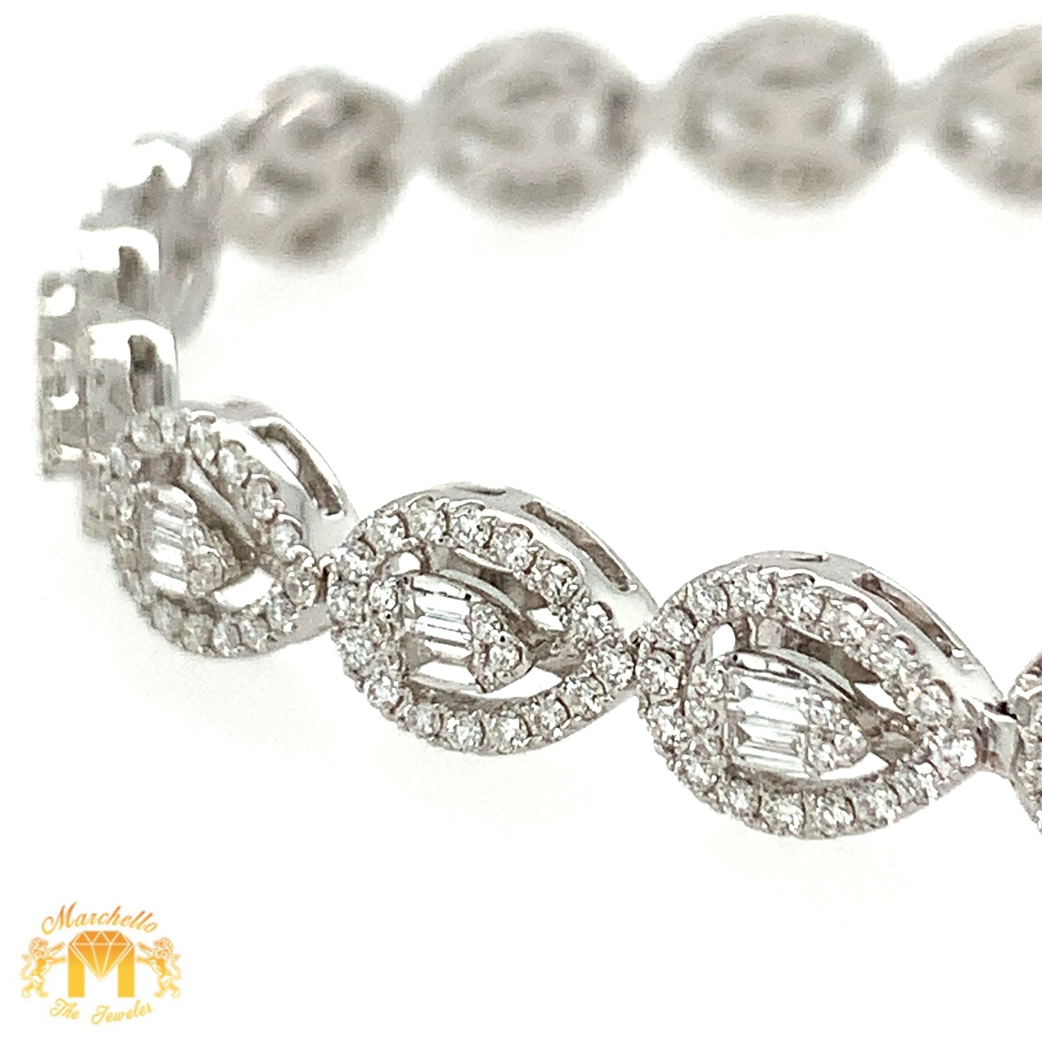 18K White Gold Diamond Bracelet | 2.54ct Natural Baguette & Round