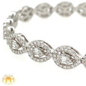 18K White Gold Diamond Bracelet | 2.54ct Natural Baguette & Round
