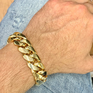 18.5mm 14k Yellow Gold Solid Miami Cuban Bracelet (VIP)