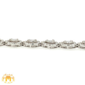 18K White Gold Diamond Bracelet | 2.54ct Natural Baguette & Round