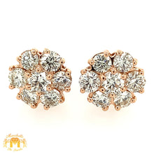 Load image into Gallery viewer, 14k Gold Round Diamond Earrings (clover setting, pick gold color)