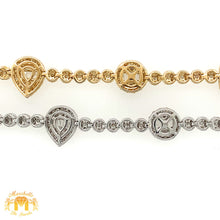 Load image into Gallery viewer, Gold and Diamond 10.4x3.5mm Tennis Bracelet with Squares, Tear Drops and Circles (pick gold color)