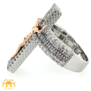 Two-tone Gold Crucifixion Diamond Ring