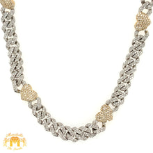 Load image into Gallery viewer, 14k Gold and Diamond 7MM Miami Cuban Heart Chain (solid, banana clasp, pick gold color)