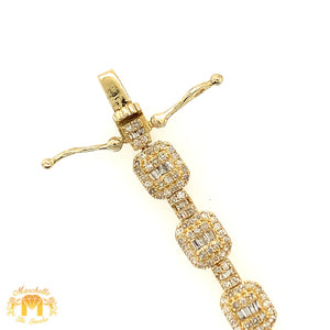 14k Gold Fancy Squares Link Diamond Bracelet (pick a color)