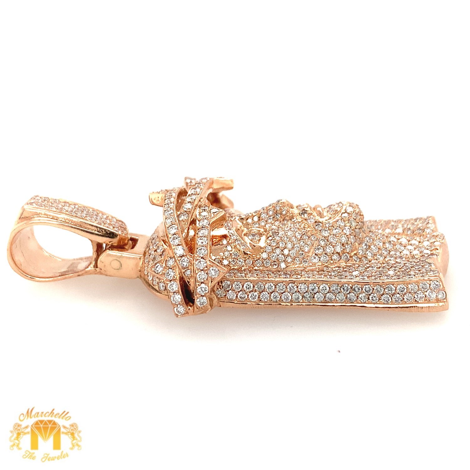14k Gold Solid Jesus Diamond Pendant (choose your color)