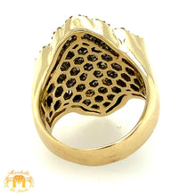 Load image into Gallery viewer, Gold 3D Cross Ring with baguette and round diamonds