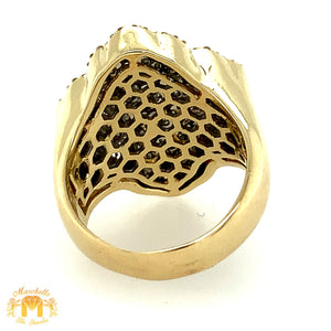 Gold 3D Cross Ring with baguette and round diamonds