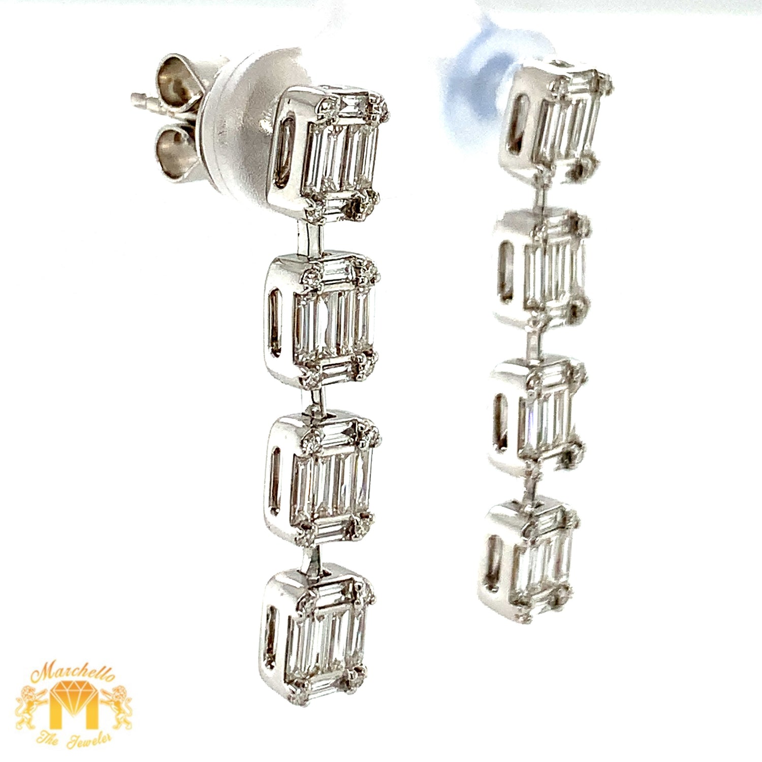 VVS/vs high clarity diamonds set in a 18k White Gold Drop Diamond Earrings (VVS Diamond)