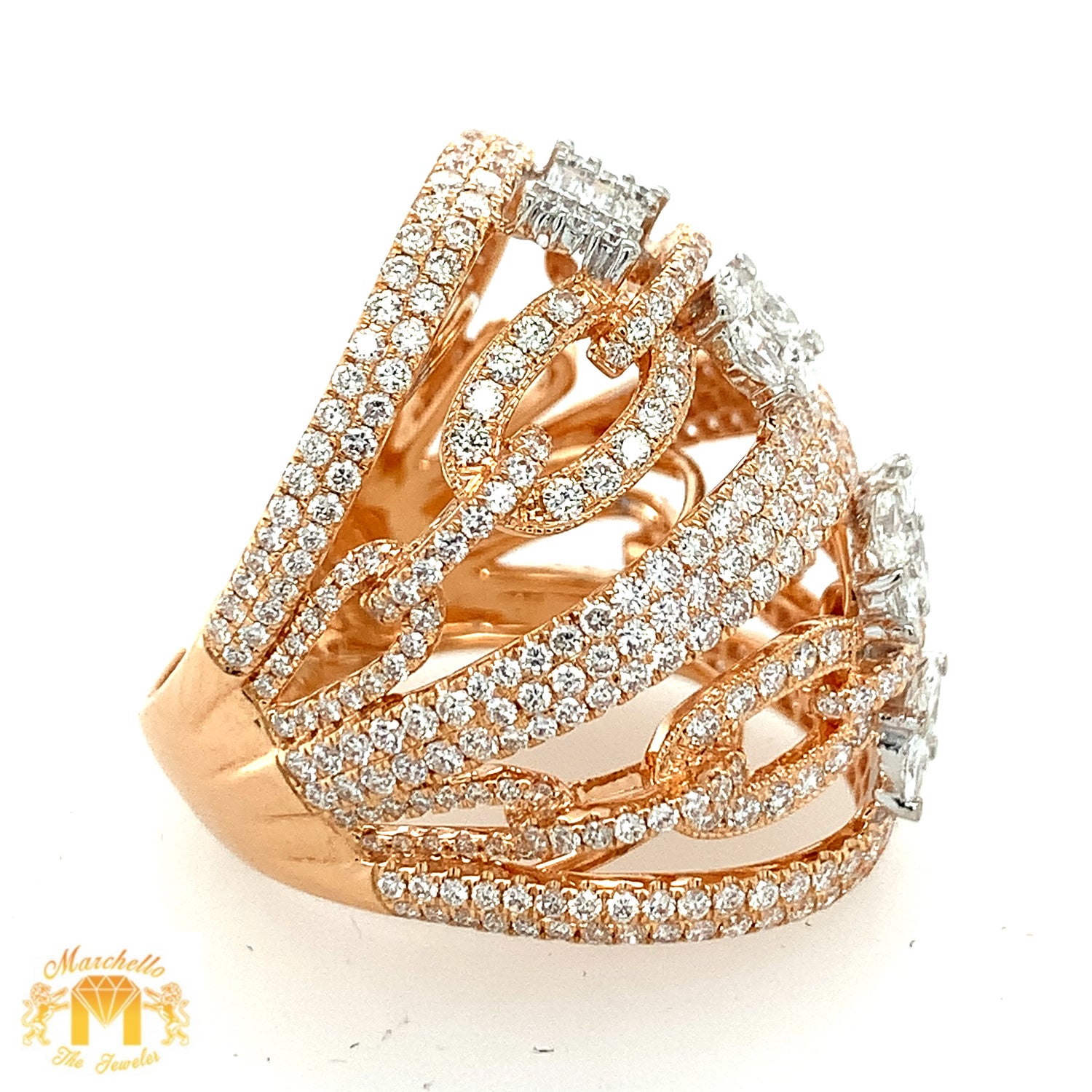 4.03ct Diamond 18k Rose Gold Fancy Ladies' ring (VVS diamonds)