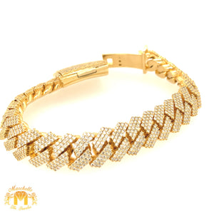 14k Gold 16.7mm Diamond Edge Cuban Link Bracelet (VS/SI clarity diamonds)