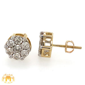 Gold Flower Shaped Diamond Earrings (pick gold color)