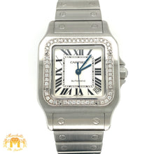 Load image into Gallery viewer, 29mm Cartier Santos Stainless Steel Watch with Custom Diamond Bezel