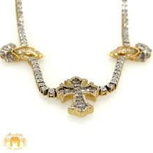 Load image into Gallery viewer, Gold Praying Hands Tennis Diamond Necklace