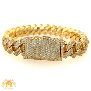 14k Gold 16.7mm Diamond Edge Cuban Link Bracelet (VS/SI clarity diamonds)