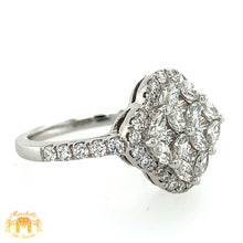 Load image into Gallery viewer, VVS/vs high clarity diamonds set in a 18k White Gold Clover Shaped Diamond Ring (VVS diamonds)