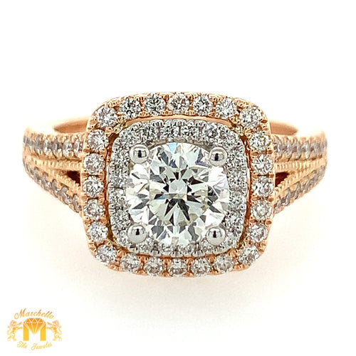 14k Rose Gold Engagement Diamond Ring (1ct Solitaire Center Diamond)