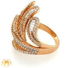 Load image into Gallery viewer, VVS/vs high clarity diamonds set in a 18k Rose Gold Ladies&#39; Feathers Ring (VVS diamonds)