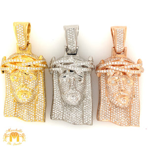 14k Gold Solid Jesus Diamond Pendant (choose your color)