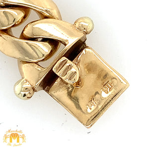 14mm 14k Yellow Gold Solid Miami Cuban Bracelet (VIP)