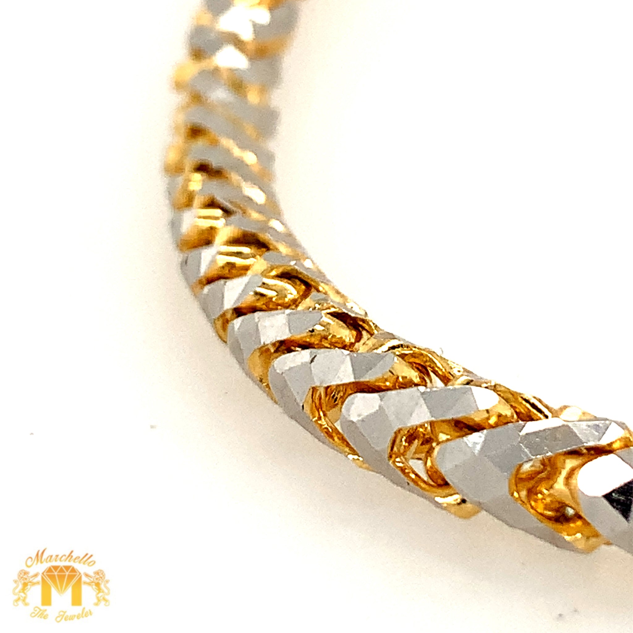 4mm Prism Cut Franco Chain, 14k Gold Chain Men's, Solid Gold Chain