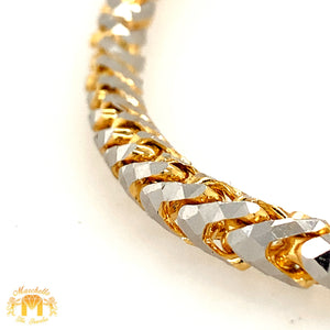 6mm 14k Two-tone Gold Solid Prism-cut Franco Chain