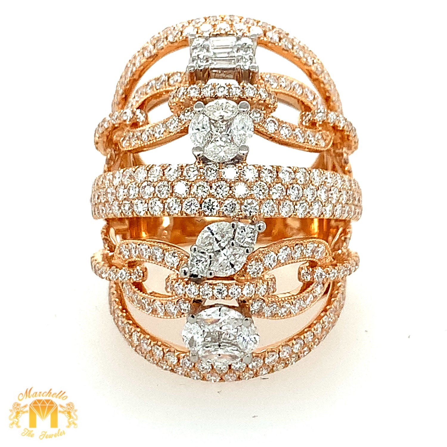 4.03ct Diamond 18k Rose Gold Fancy Ladies' ring (VVS diamonds)