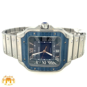 40mm Stainless Steel Santos de Cartier Watch (year: 2023, blue striated dial)