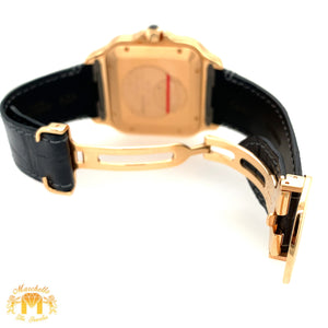 18k Rose Gold 40mm Cartier Santos Watch with Gray Leather Band